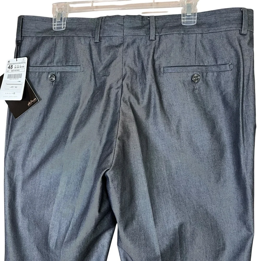 Zara Man Dress Pants Slacks Deluxe Sz 38 Dark Gray Suit Separate Flat Front NEW